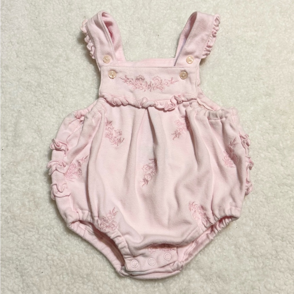 Pink embroidered bubble - 0/3 months